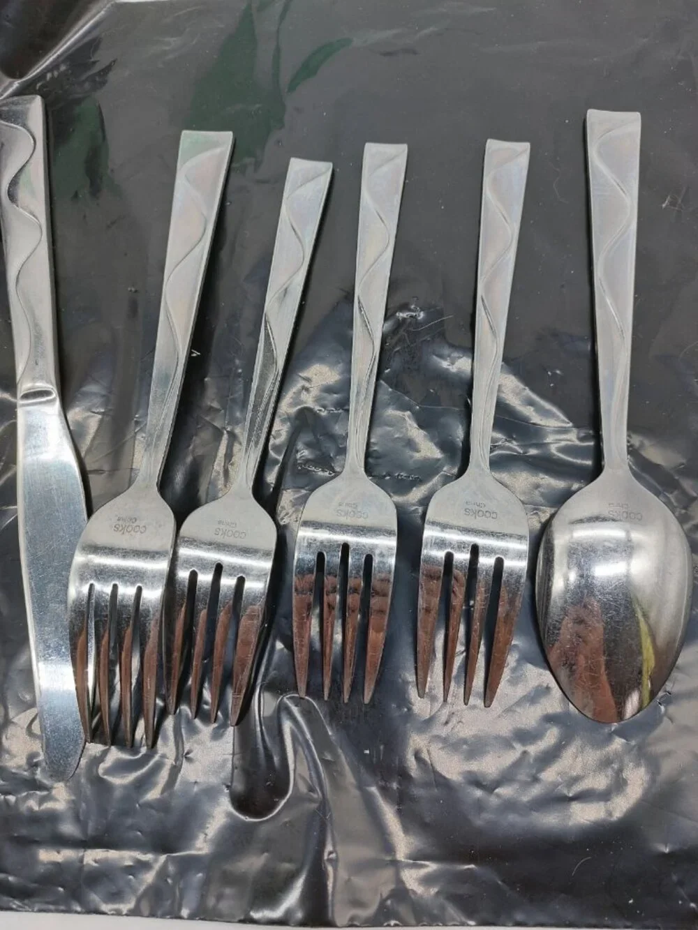 Cooks Bal Harbor Stainless Flatware 4 Forks Knife And 1 Spoon Jc Penny Lot Of 6